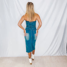 Load image into Gallery viewer, Crazy Over You Denim Midi Dress | MEDIUM WASH (I9) (1 small &amp; 1 medium left)
