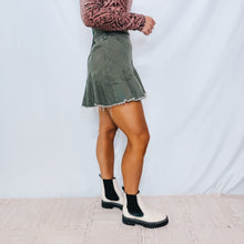 Load image into Gallery viewer, Top in the Class Denim Skort | OLIVE (1 medium left)
