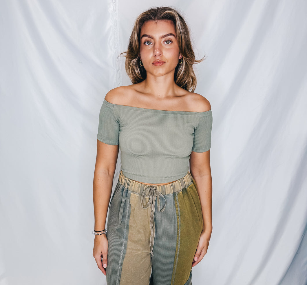 Ribbed Off Shoulder Top | SAGE