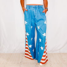 Load image into Gallery viewer, Stars and Stripes Chambray Pants | DENIM
