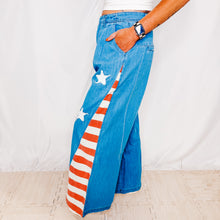 Load image into Gallery viewer, Stars and Stripes Chambray Pants | DENIM
