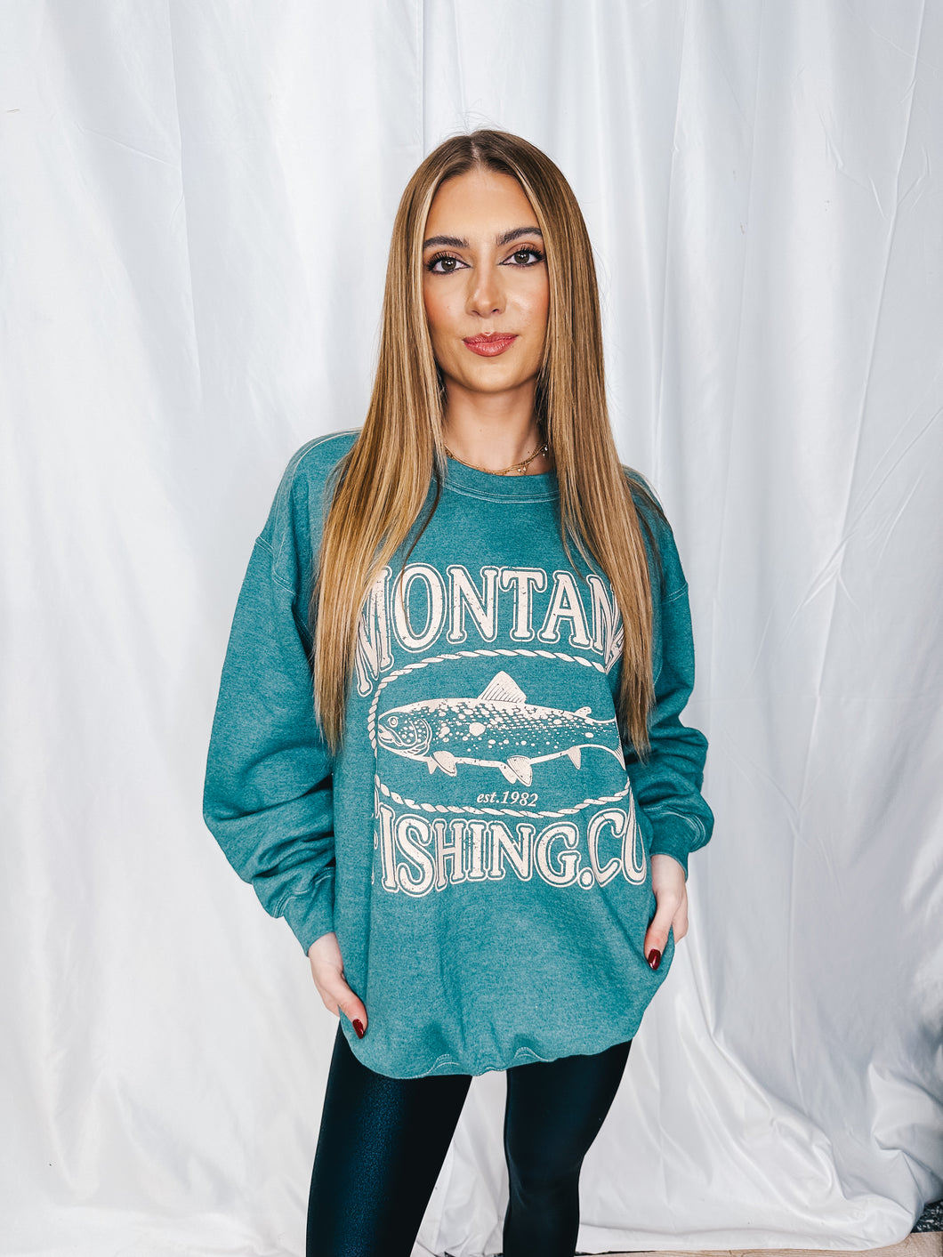 Montana Fishing Company Crewneck | FOREST TEAL (1 S/M left)