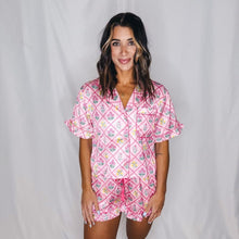 Load image into Gallery viewer, Girlie Floral Satin PJ Set | PINK MULTI
