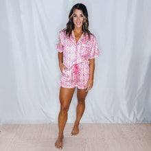 Load image into Gallery viewer, Girlie Floral Satin PJ Set | PINK MULTI
