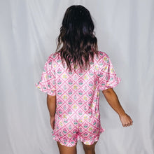 Load image into Gallery viewer, Girlie Floral Satin PJ Set | PINK MULTI
