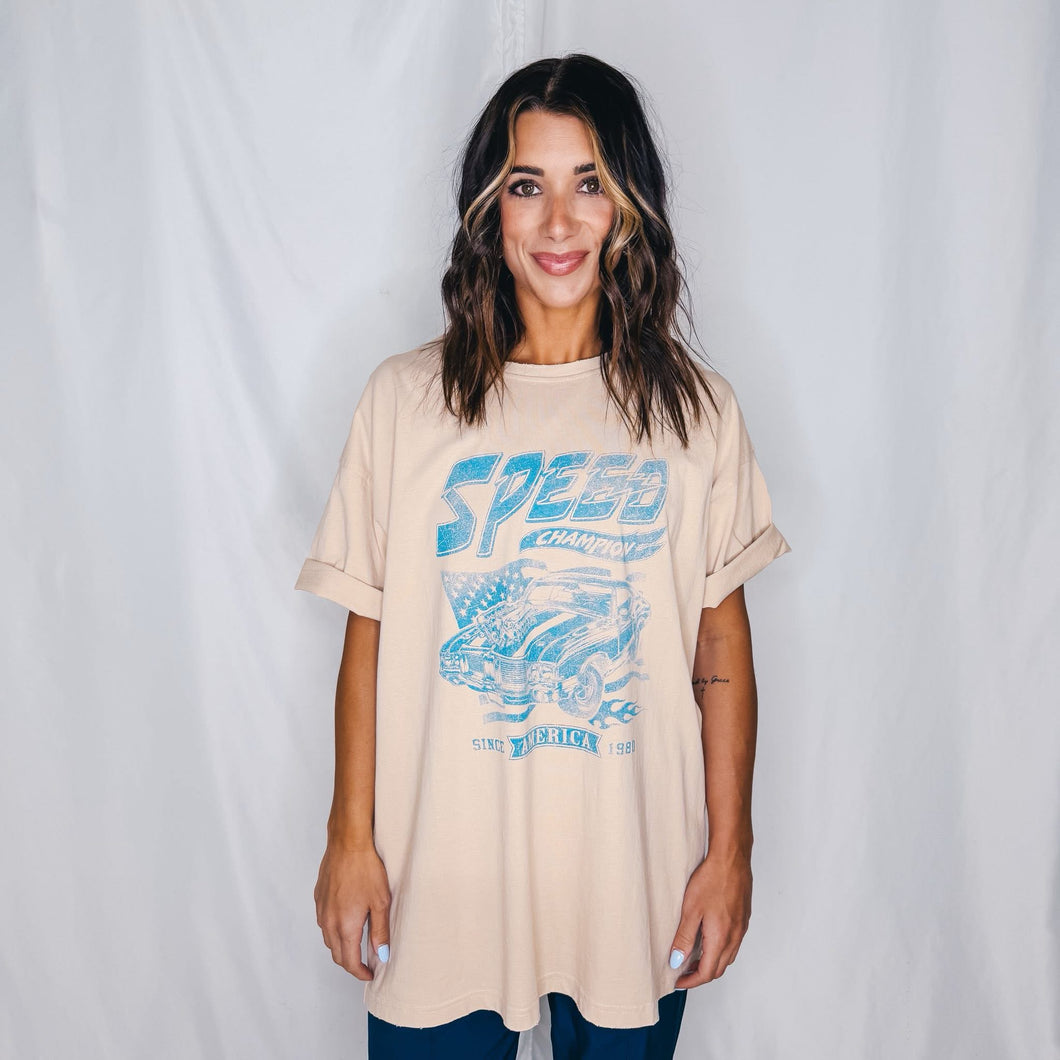 Speed Champion Graphic Tee | BEIGE