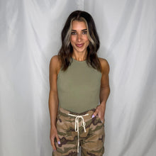 Load image into Gallery viewer, Basic Ribbed Tank Bodysuit | DUSTY OLIVE
