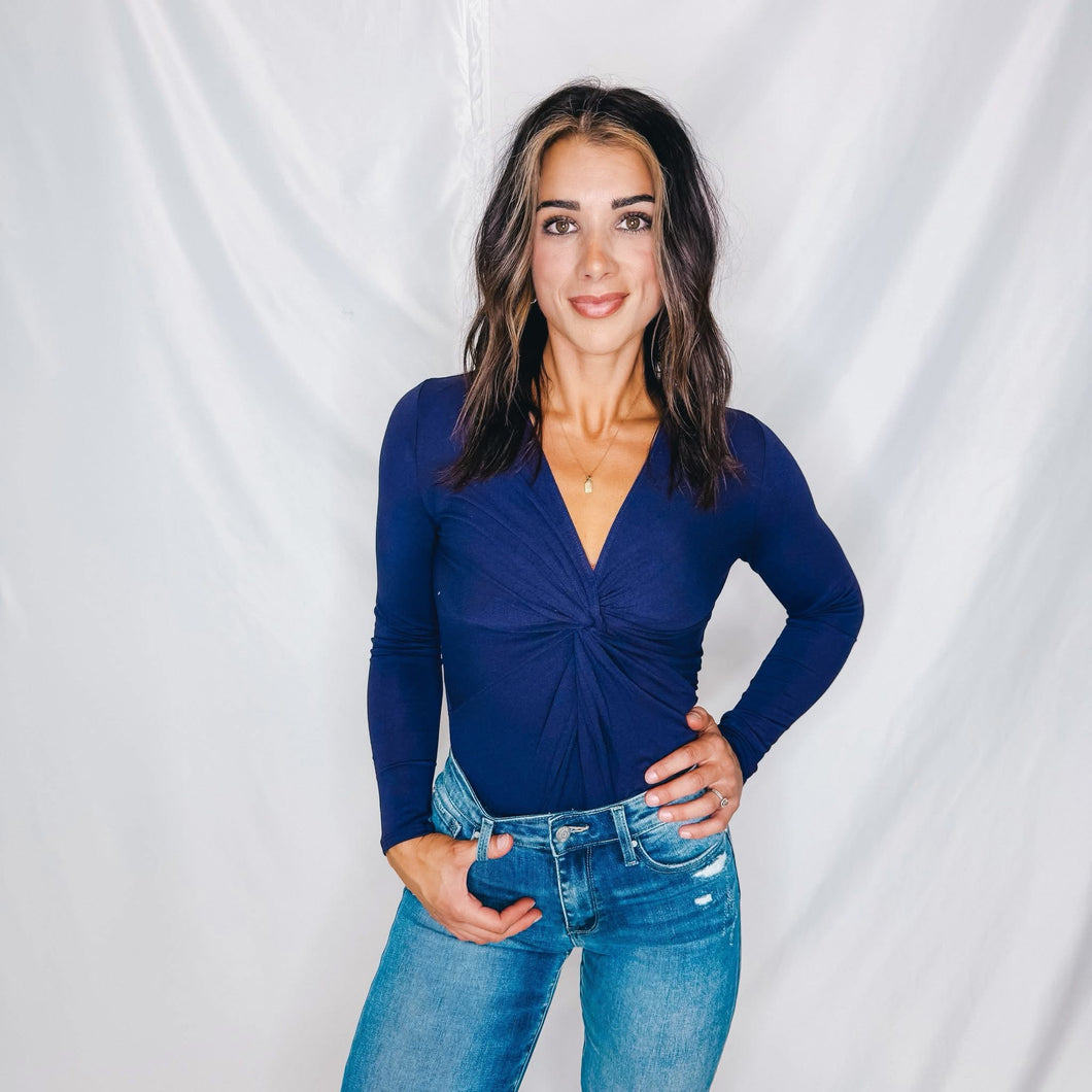 Caught up in You Twist Front Bodysuit | DEEP PURPLE