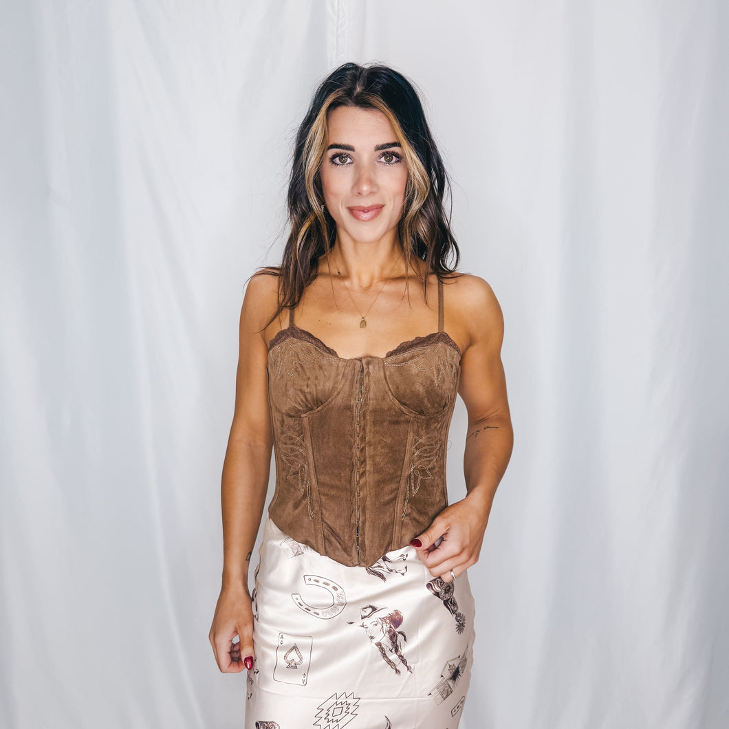 Wild West Corset Top | BROWN (1 medium left)