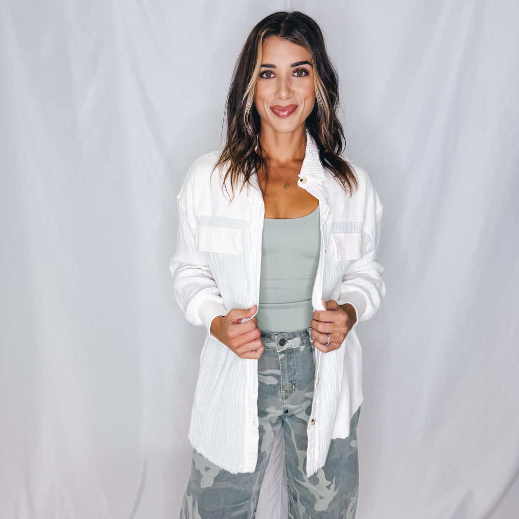 Airy Days Lightweight Button Up | WHITE (1 large left)