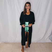 Load image into Gallery viewer, Cozy by the Fire Long Knit Cardigan | BLACK
