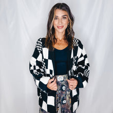 Load image into Gallery viewer, Block You Out Cardigan | BLACK WHITE MIX (1 S/M &amp; 1 M/L left)
