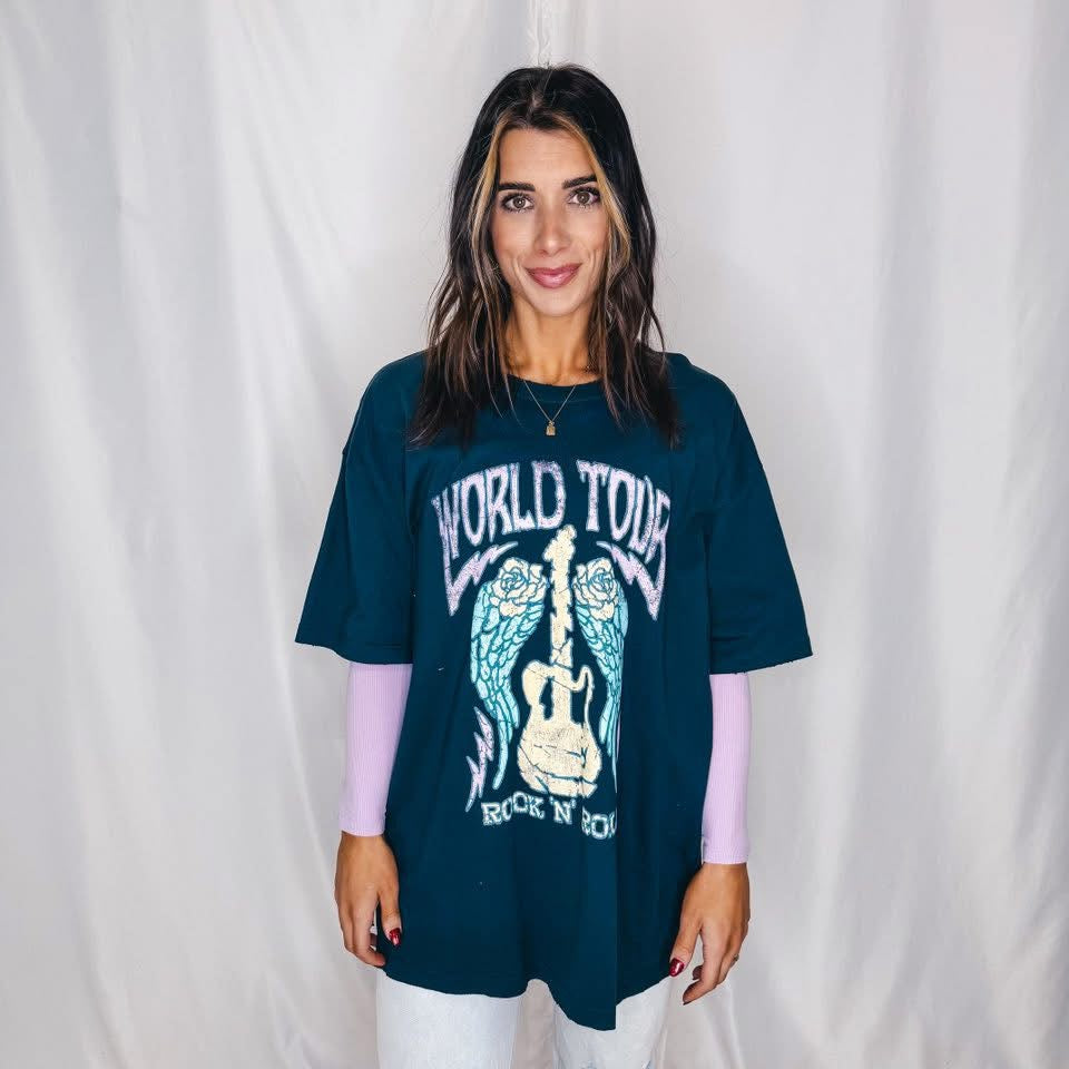 World Tour Graphic Tee | WASHED BLACK MIX