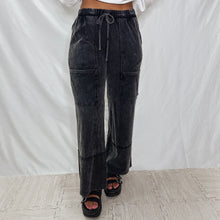 Load image into Gallery viewer, Sunday Coffee Date Cargo Sweatpants | WASHED BLACK (1 small left)
