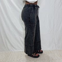 Load image into Gallery viewer, Sunday Coffee Date Cargo Sweatpants | WASHED BLACK (1 small left)
