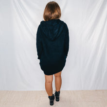 Load image into Gallery viewer, Casual Chic Hooded Sweater Dress | BLACK
