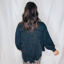 Load image into Gallery viewer, Around Town Waffle Knit Button Up | BLACK (1 large left)
