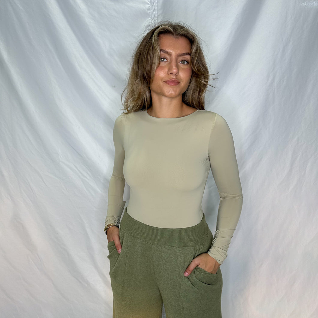 Smooth As Butter Bodysuit | DUSTY OLIVE (1 small left)