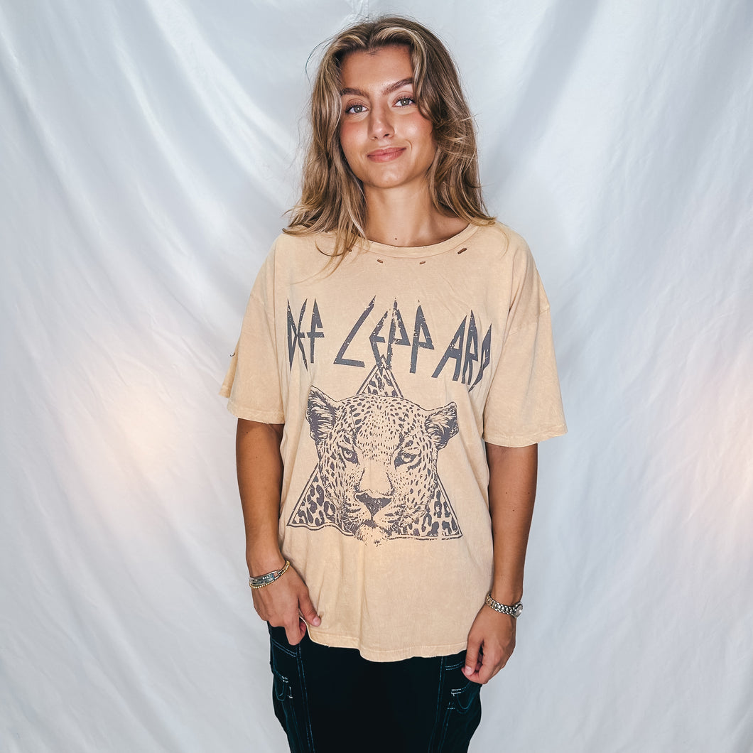 Def Leppard Vintage Graphic Tee | TAN BLACK MIX