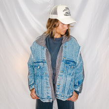 Load image into Gallery viewer, On the Edge Sherpa Denim Jacket | WASHED BLACK MIX
