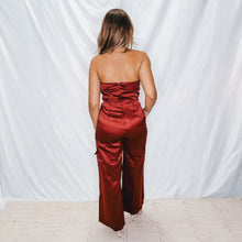 Load image into Gallery viewer, Home for the Holidays Satin Cargo Jumpsuit | MULBERRY (1 XS, 1 medium, 1 large left)
