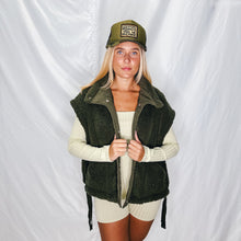 Load image into Gallery viewer, Warm Spirits Teddy Utility Vest | OLIVE (1 M/L left)
