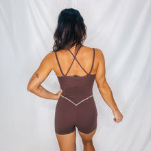 Load image into Gallery viewer, Let’s Get Physical Athleisure Romper | CHOCOLATE

