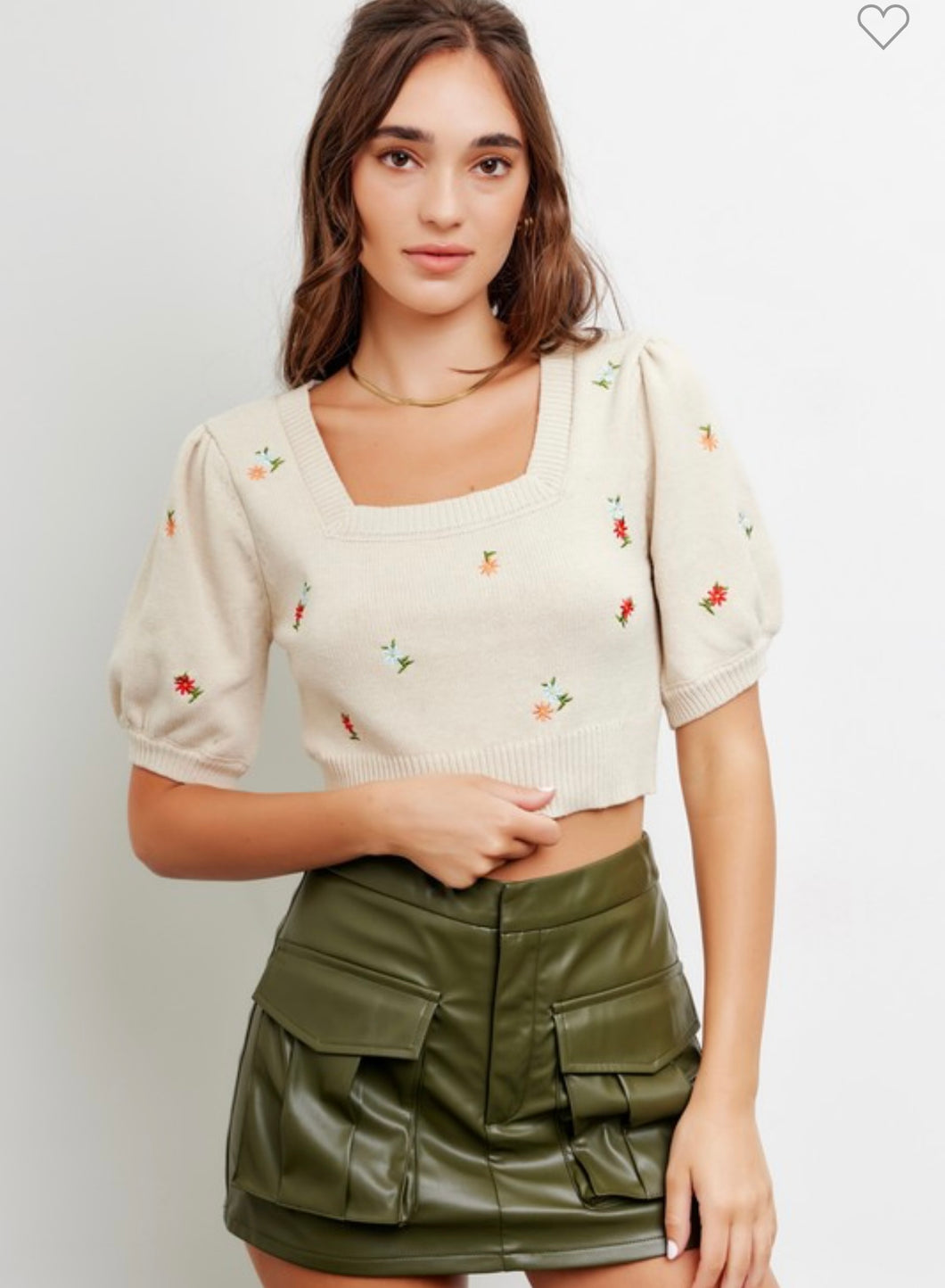 Always in Bloom Embroidered Knit Top | OATMEAL