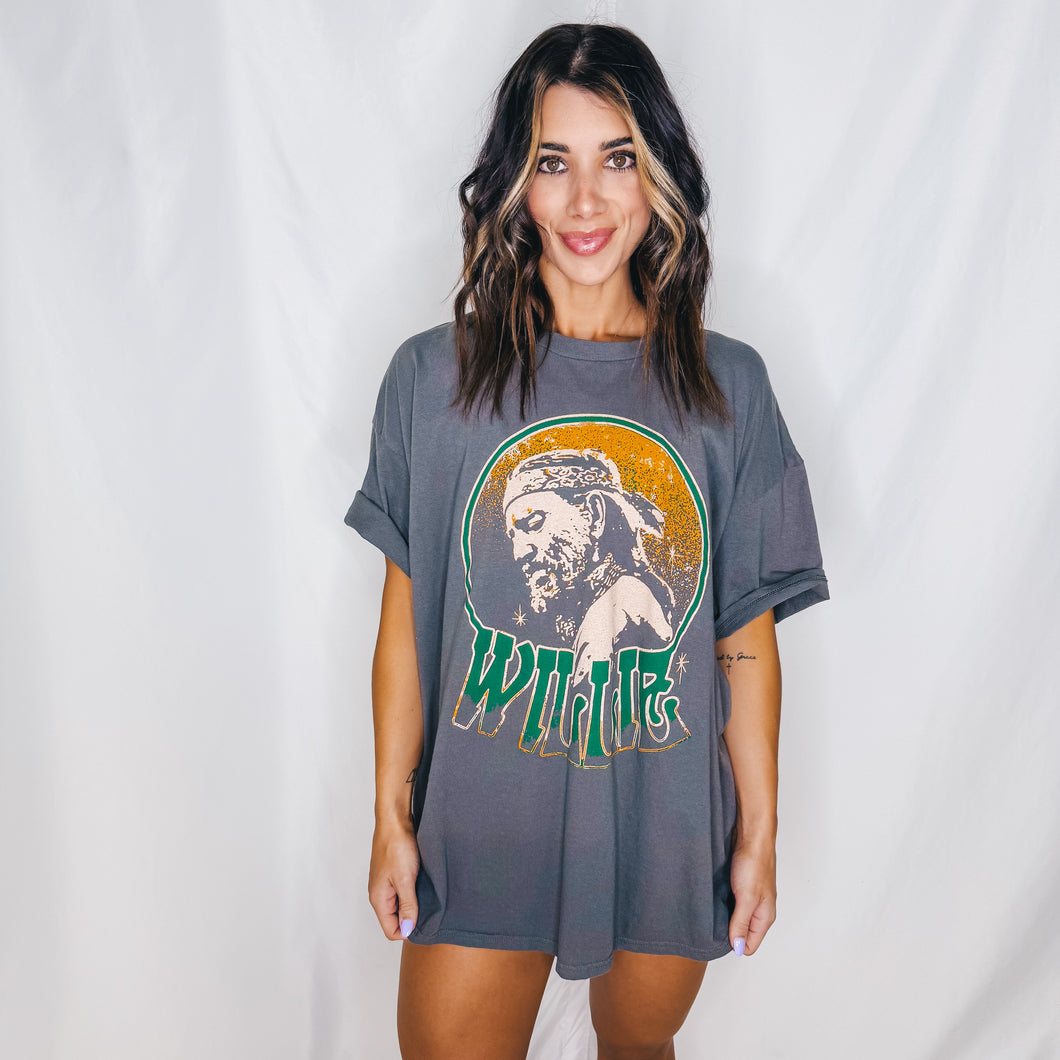 Willie Nelson Graphic Tee | CHARCOAL MULTI