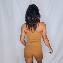 Load image into Gallery viewer, Ribbed Half Zip Romper | CARAMEL
