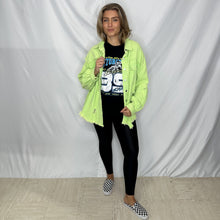 Load image into Gallery viewer, Living in the Lime Light Distressed Shacket | LIME (1 small &amp; 1 medium left)
