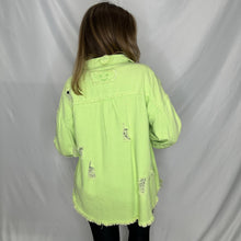 Load image into Gallery viewer, Living in the Lime Light Distressed Shacket | LIME (1 small &amp; 1 medium left)
