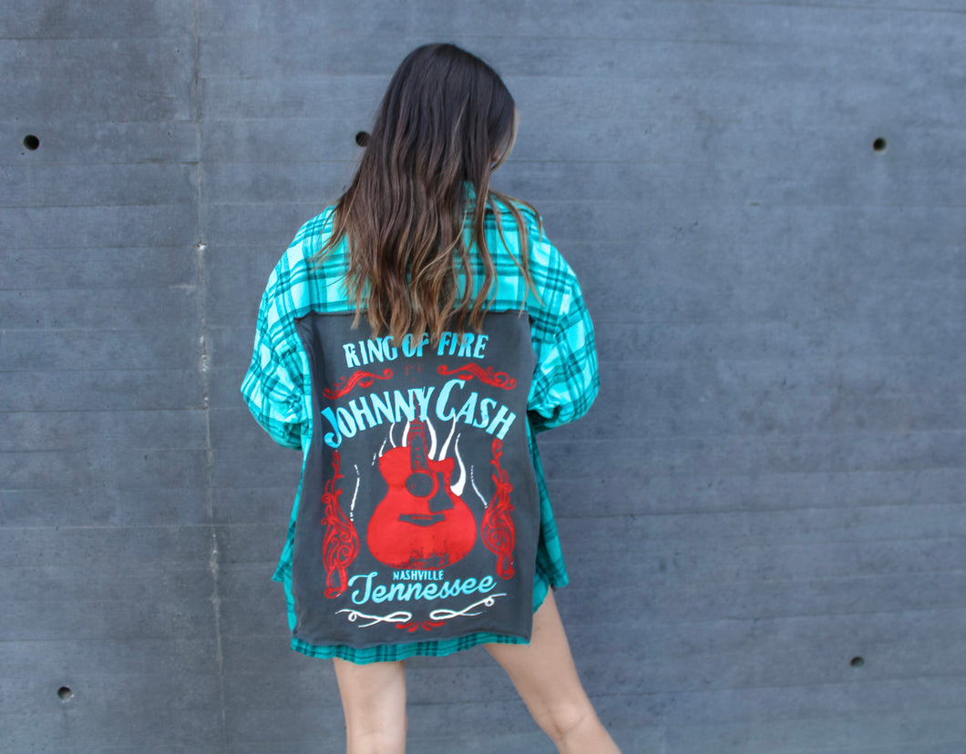 Johnny Cash Vintage Band Flannel